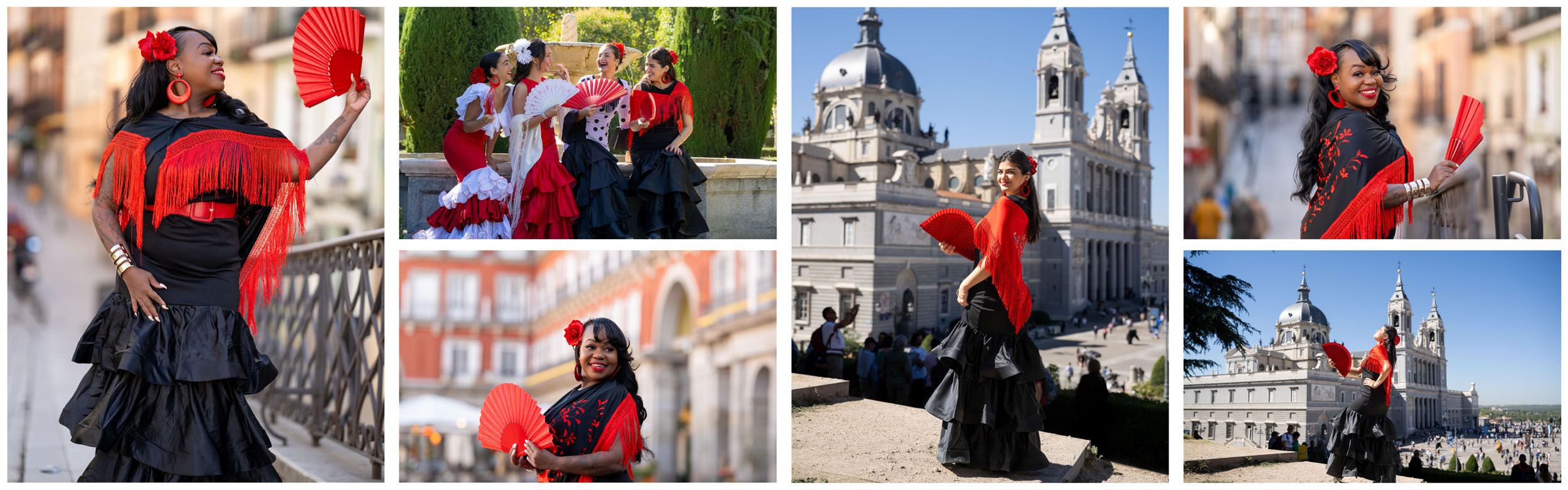 Fotos de sesiones en Madrid con el traje de flamenca negro
