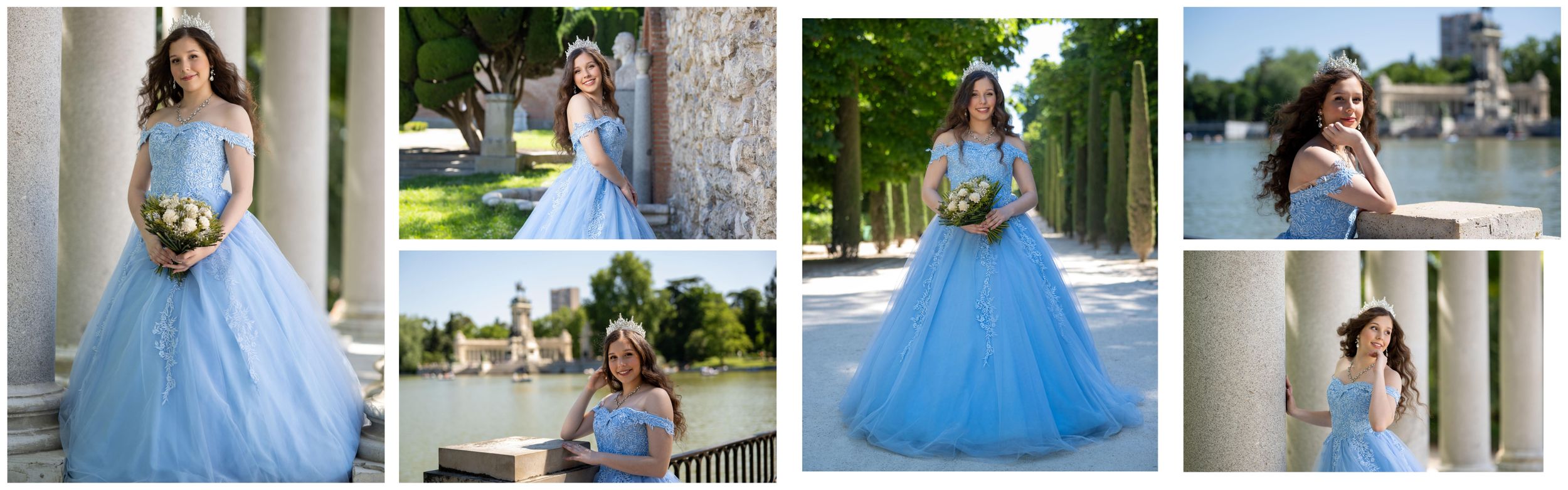 Fotos de sesiones de quinceañera en Madrid con el vestido azul